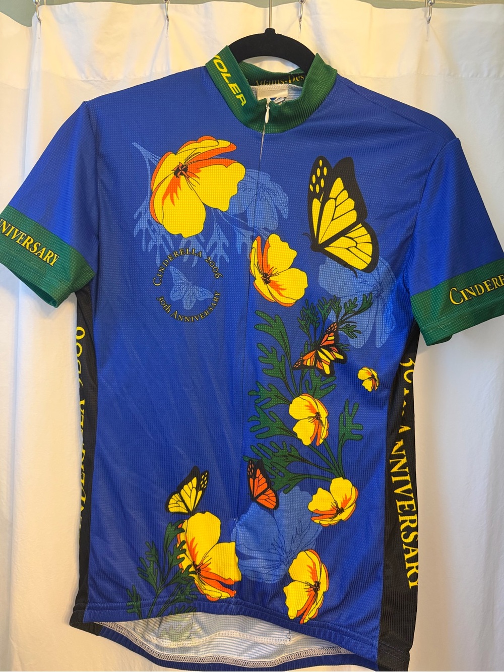Voler Cinderella 2006 Anniversary Blue Floral & Butterfly Cycling Jersey